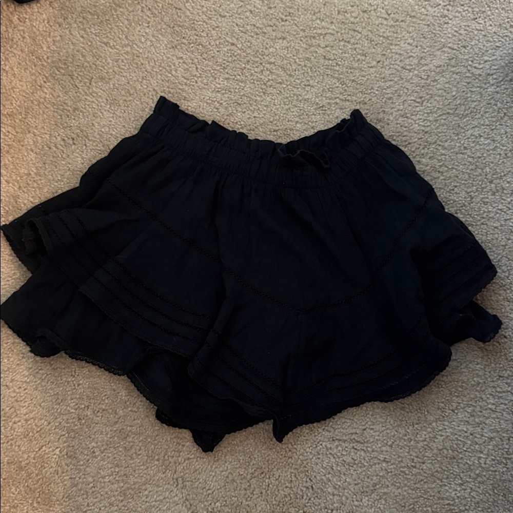 Black Ruffled Mini Skort